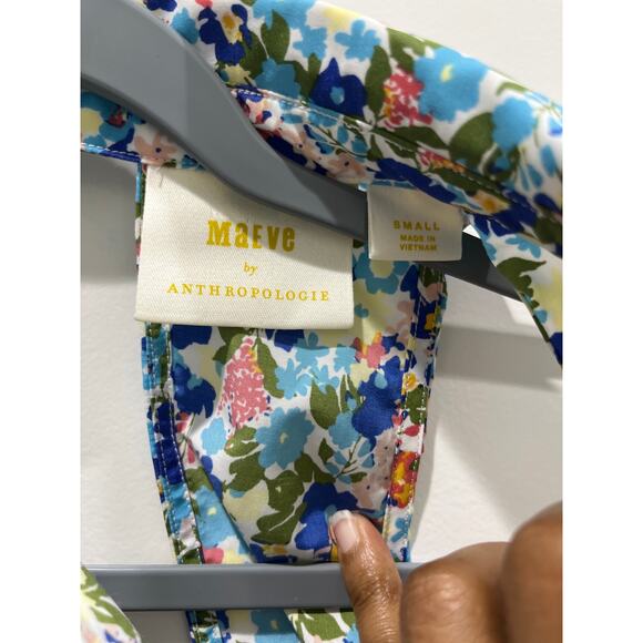 Maeve Anthropologie Floral Tie Front Sleeveless Women's Top Sz Small - Picture 3 of 11